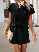 Round Neck Batwing Sleeve Top And Shorts Set